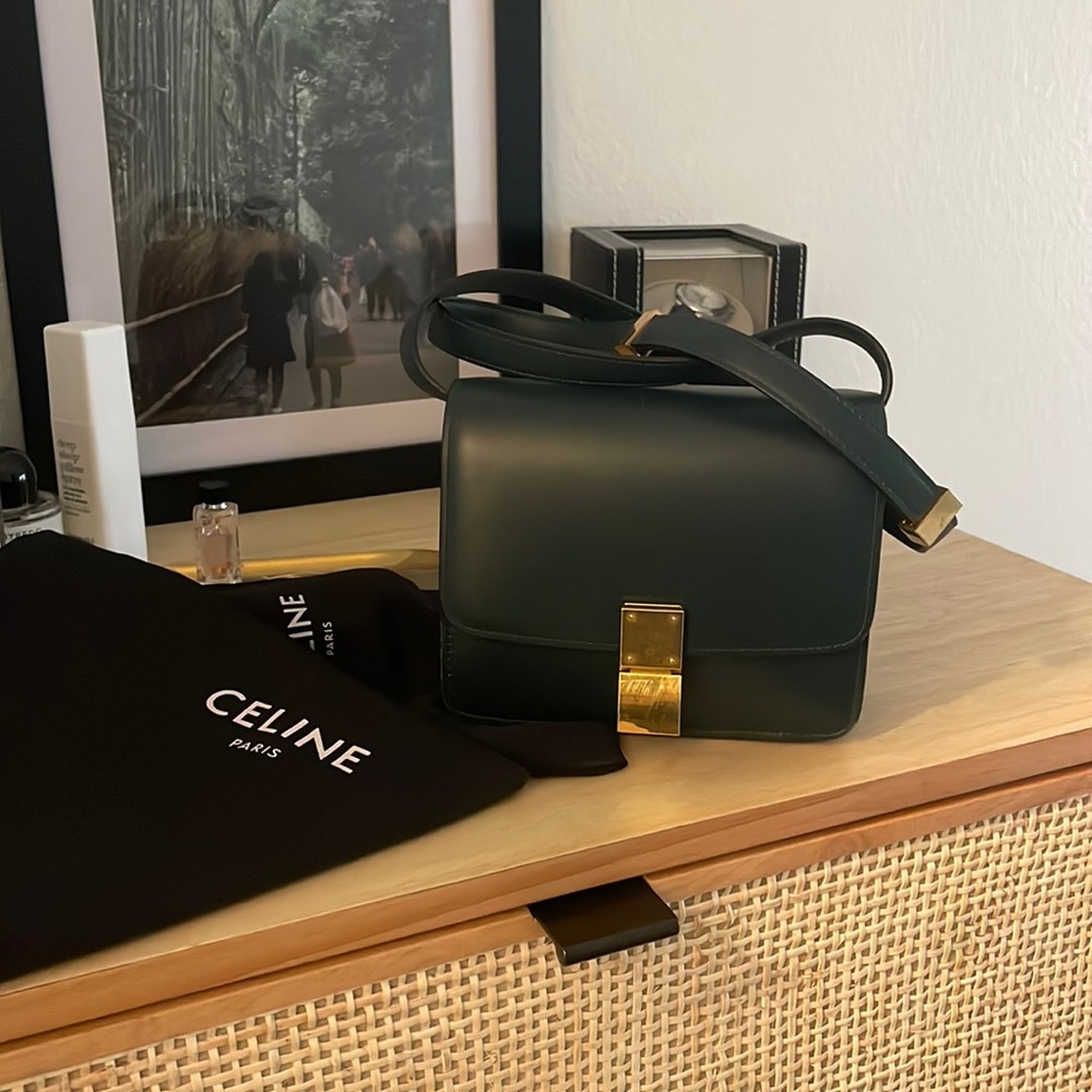 Celine mini box calfskin - Amazon dark green color